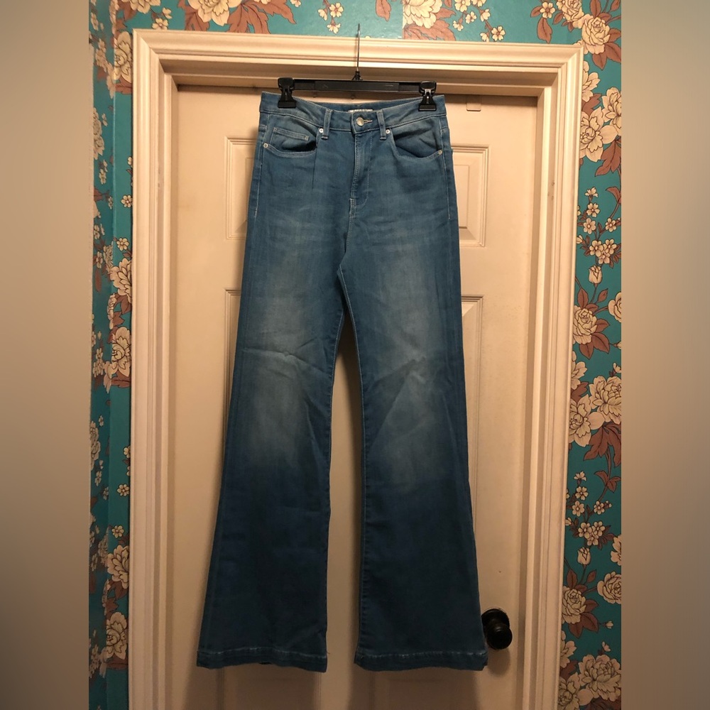 Forever 21 Light Blue High-Rise Flare Jeans